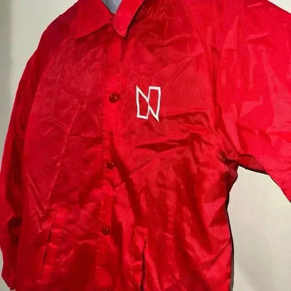 Original Vintage 1970’s NBC News Employee Red Nylon Jacket - Size S - Chalk Line - Picture 2 of 9